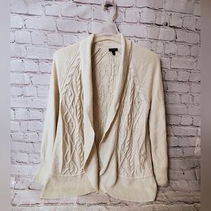 Talbots Medium Fisherman Open Cable Open Knit  Cardigan Medium Office
